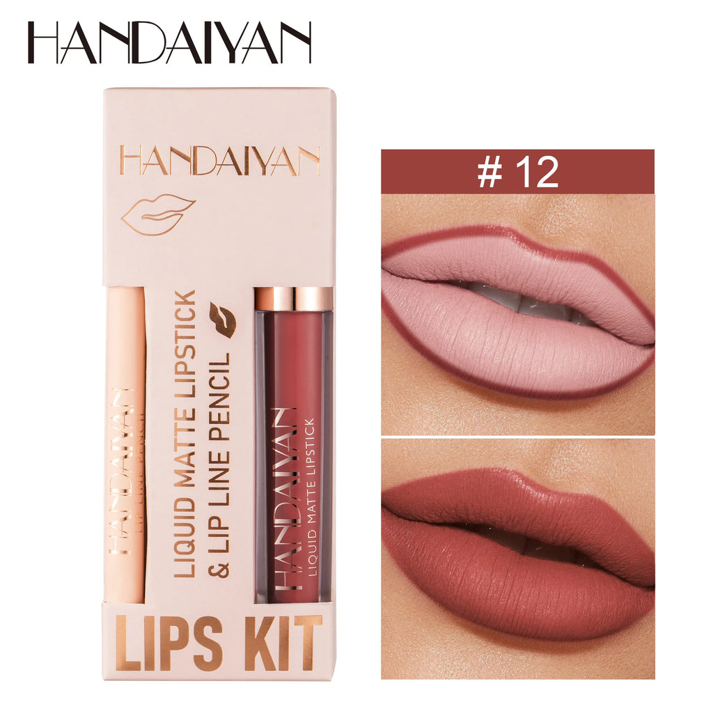 Handaiyan 2-in-1 Matte Lipstick & Lip Liner Set | 12 Shades Lip Makeup Kit HIP 12