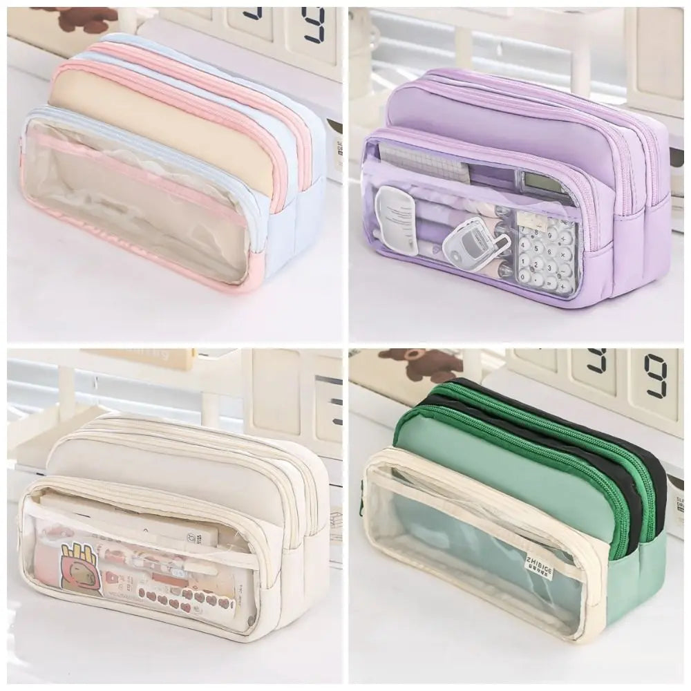 Color-Block Pencil Case – Multi-Compartment Large Capacity Pen Bag Pencil Case HIP