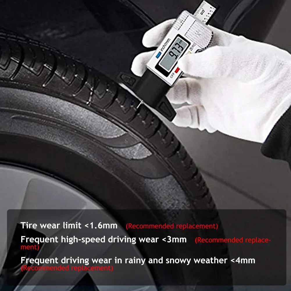 Digital Car Tyre Tire Tread Depth Gauge Meter Measurer Tool Caliper Thickness Gauges Tread Brake Pad Shoe Tire Monitoring System HIP