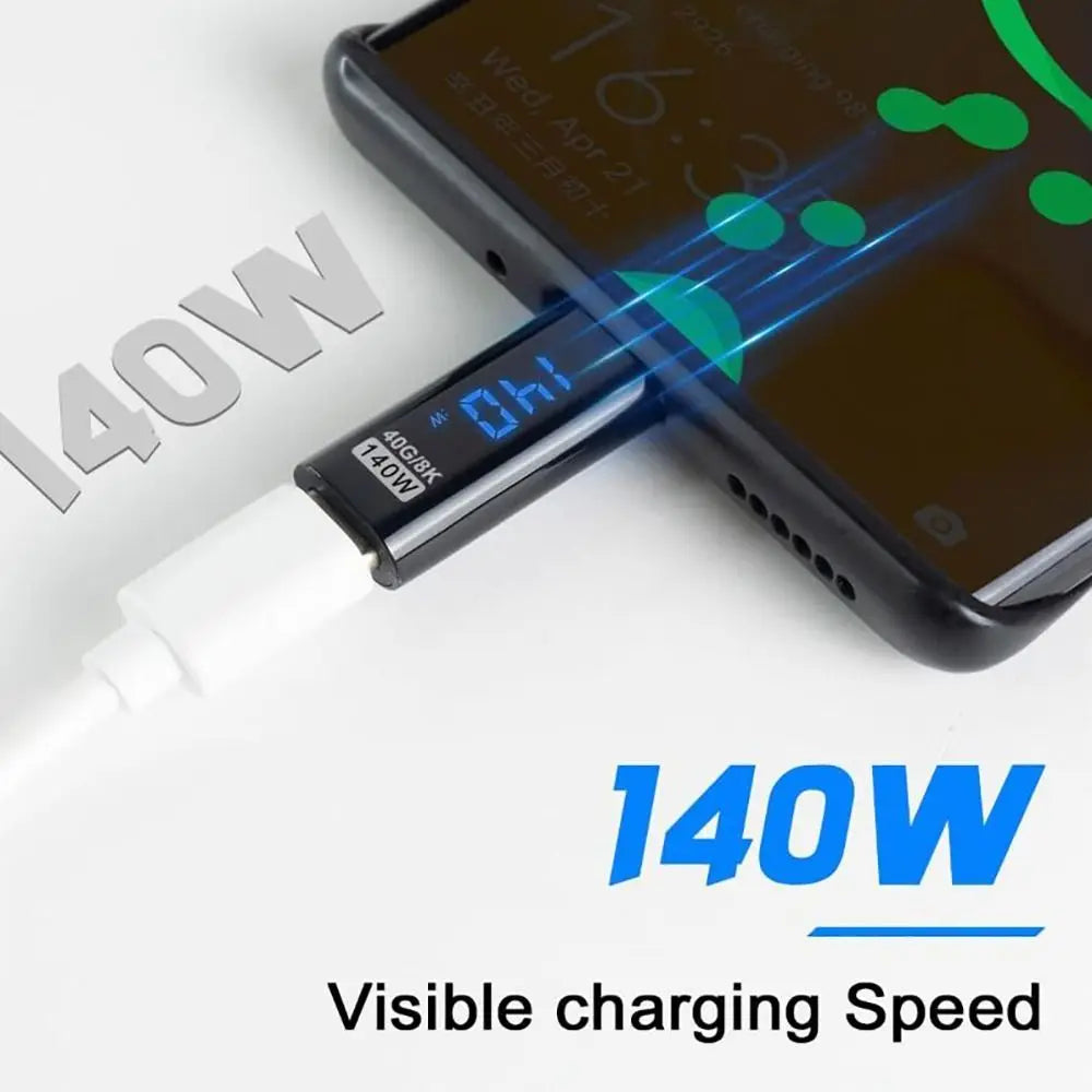PD 140W USB-C Adapter LED Power Meter Tester 40Gbps 8K USB-C Power Adapter HIP