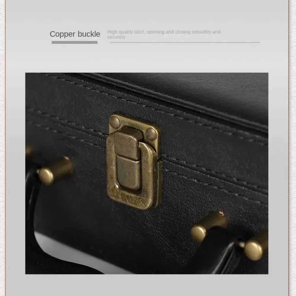 PU Leather Handheld Briefcase – Multifunctional Business Box Leather Briefcase HIP