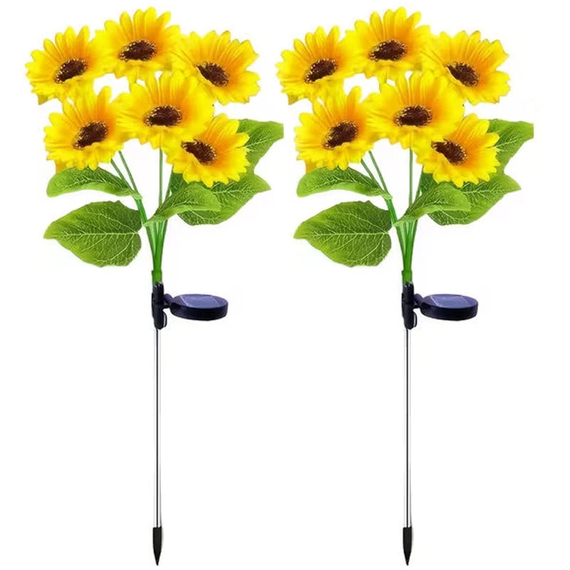 Solar Sunflower Garden Lights – IP65 Waterproof LED Lawn Decor Solar Garden Light HIP Bouquet 2pcs
