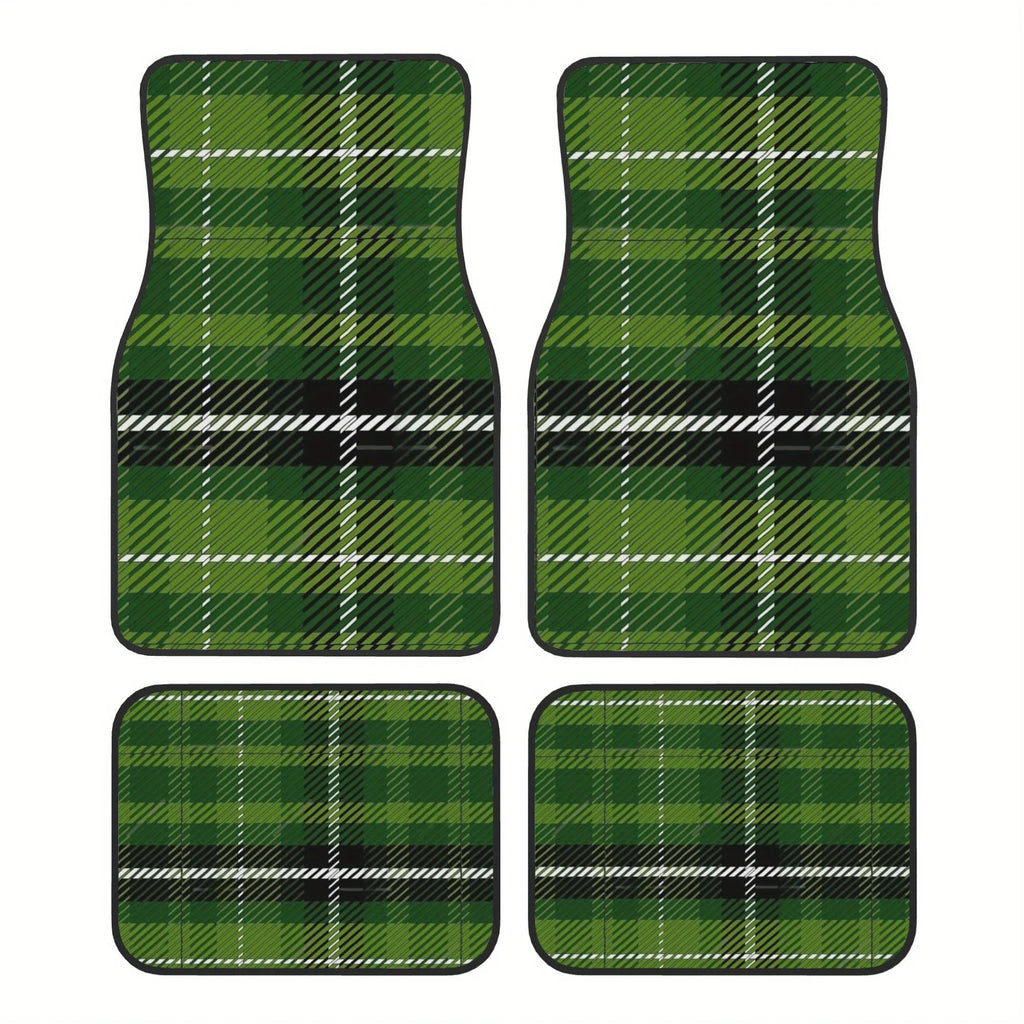 Green Tartan Car Floor Mats – 4-Piece Plaid Polyester Set Car Floor Mats HIP green