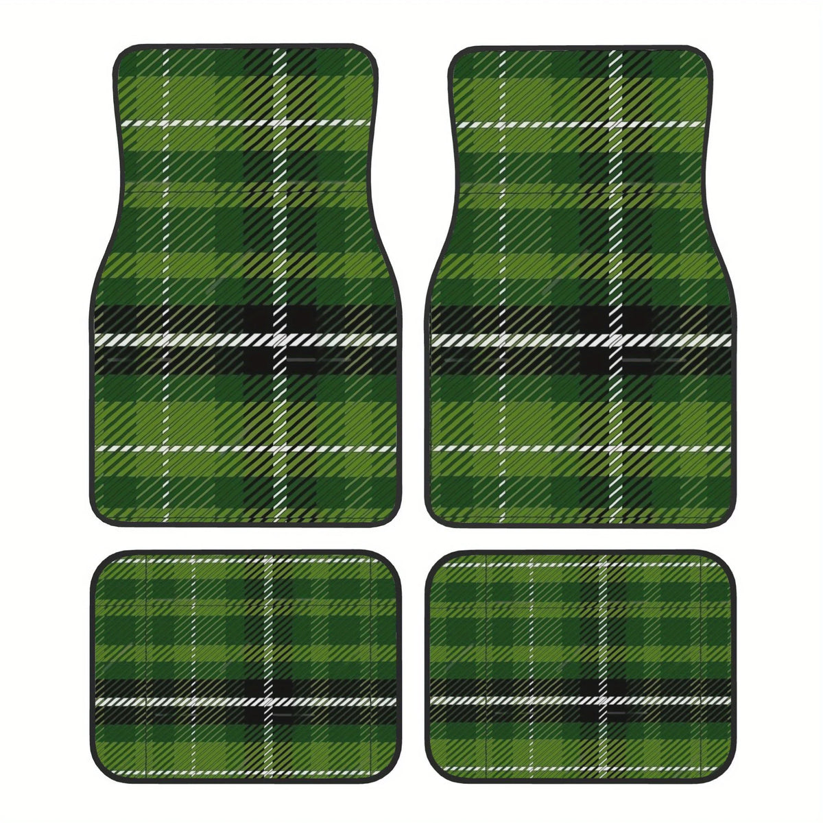 Green Tartan Car Floor Mats – 4-Piece Plaid Polyester Set Car Floor Mats HIP green