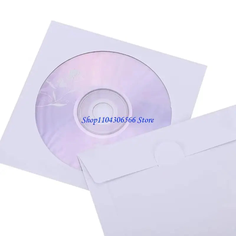 100-Pack 8cm Paper Disc Sleeves with Transparent Window Disc Storage Sleeves HIP