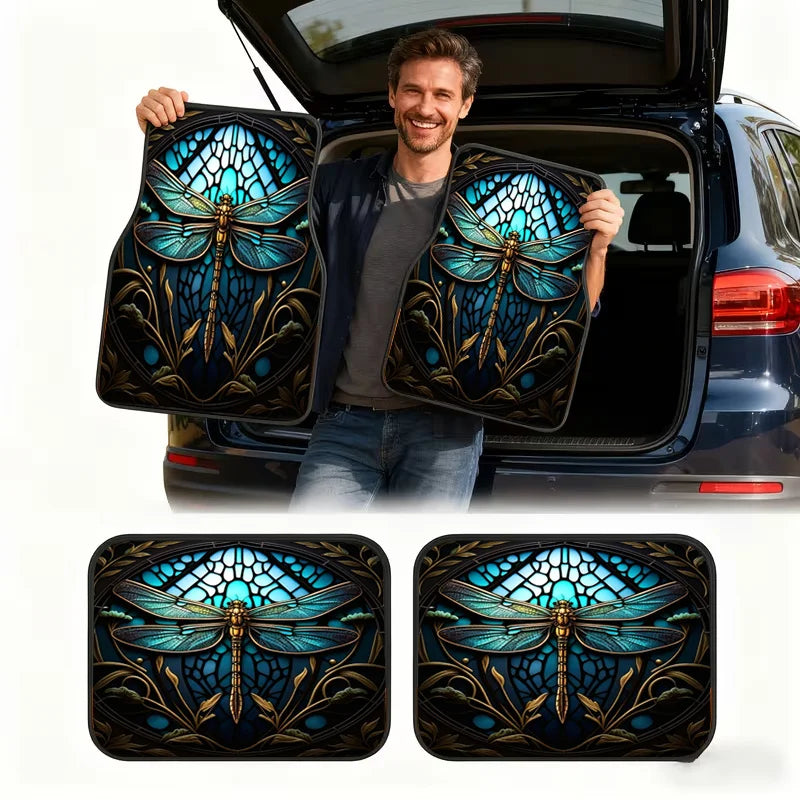 4-Piece Dragonfly Car Floor Mats – Non-Slip Stylish Set Car Floor Mats HIP