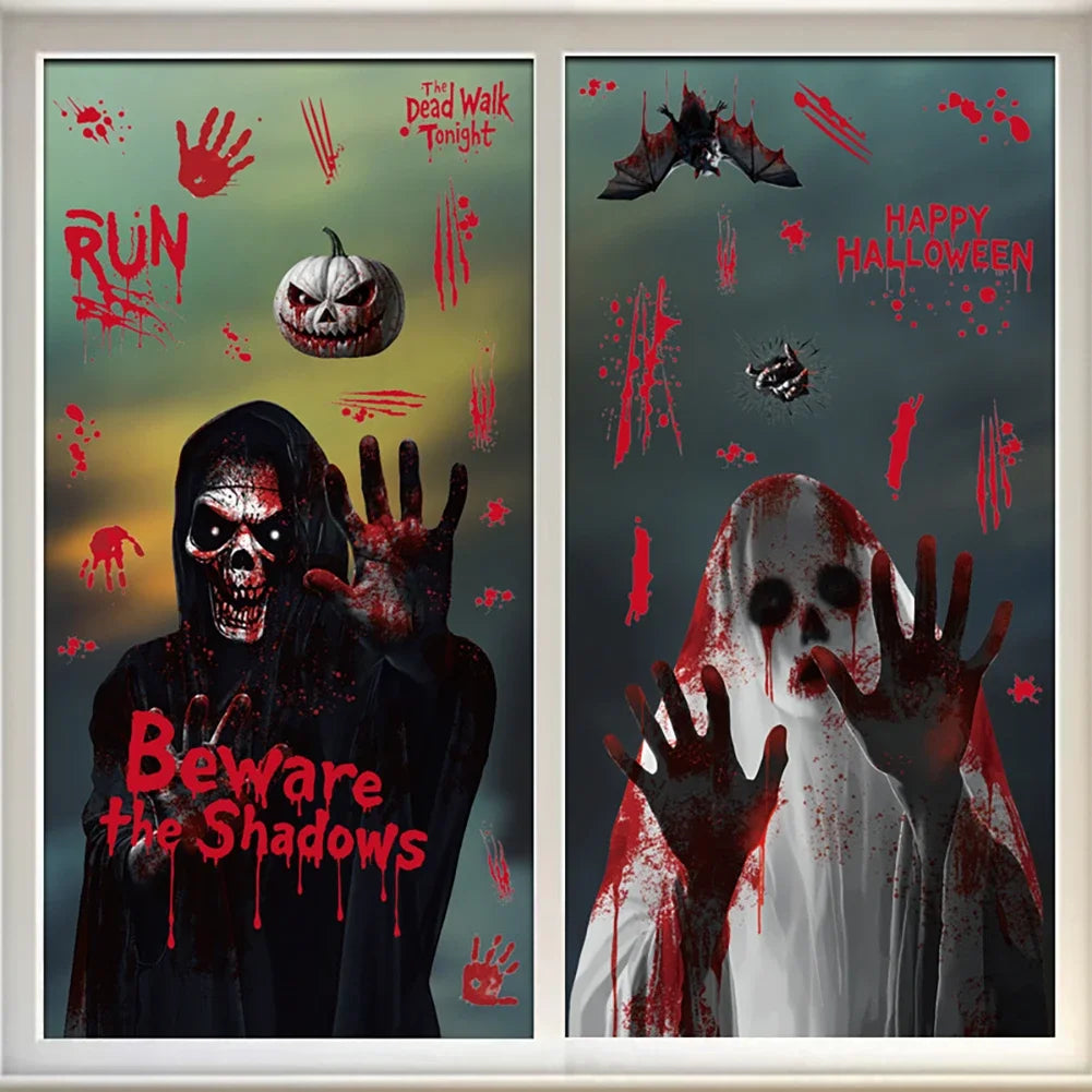 Blood Stains Handprint Mirror Static Stickers Halloween Window Glass Decor For Ghost Festival Party Supplies HIP D Set 20x30cm
