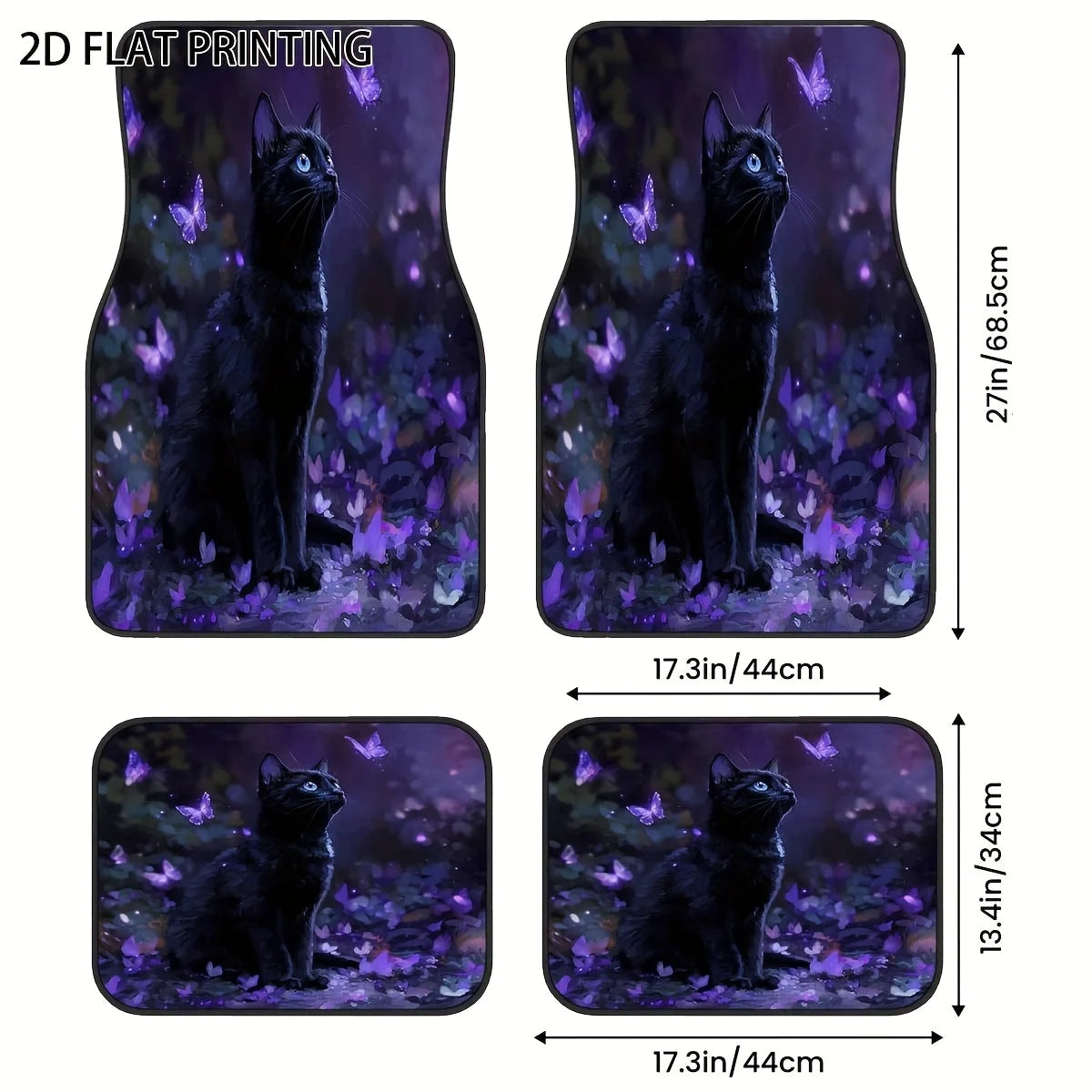 Gothic Black Cat Car Floor Mats – 4-Piece Non-Slip Set Car Floor Mats HIP