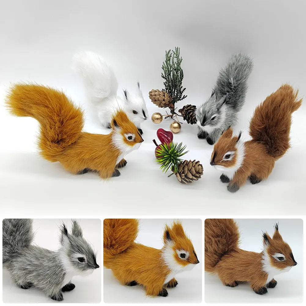 Mini Simulation Squirrel Plush Animal Ornament Christmas Table Decorations Children Birthday Gift Cute Squirrel Miniatures Craft HIP