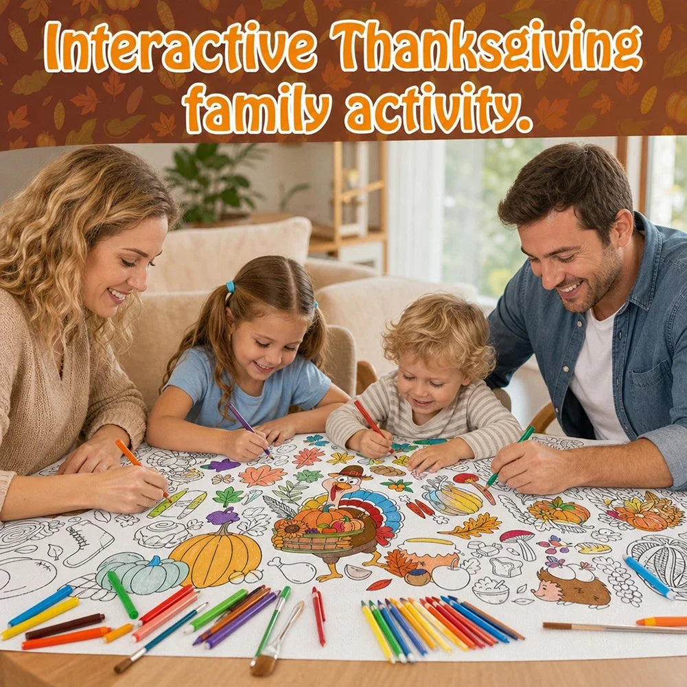 Giant Doodle Drawing Table Cover 76x183cm DIY Coloring Tablecloth Sports Halloween Thanksgiving Theme HIP
