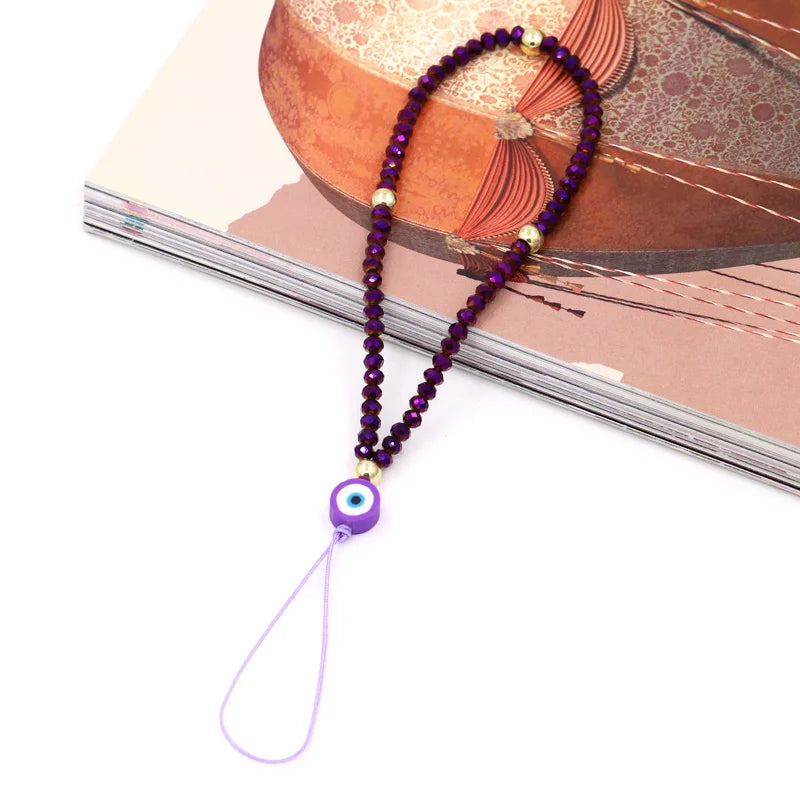 Fashion Jewelry Wholesale Phone Chain Multicolor Crystal Evil Eye Phone Charm Lanyard Strap for Phone Decoration Accessories HIP A004z