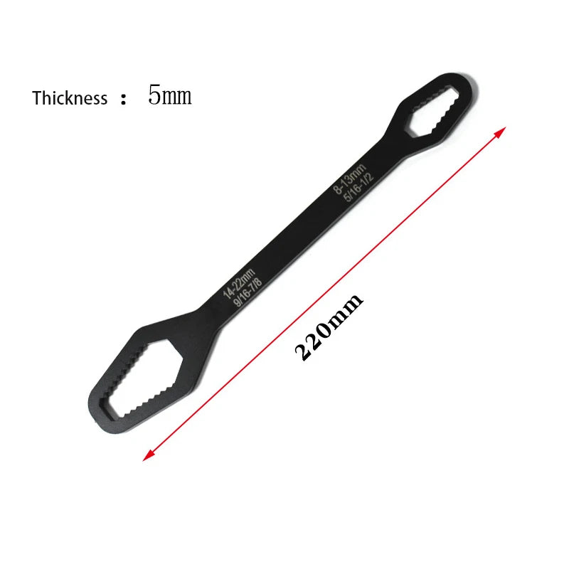 Double-Head Self-Tightening Adjustable Spanner Wrench 8–22mm Adjustable Spanner Wrench HIP 5mm black