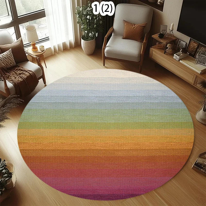 Rainbow Gradient Round Rug – Ombre Non-Slip Boho Floor Mat Round Area Rug HIP