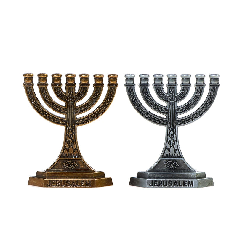 7-Branch Jerusalem Menorah Candlestick – Judaica Décor Menorah Candle Holder HIP