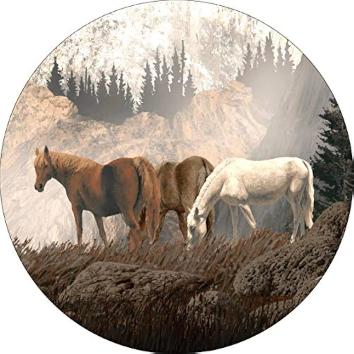 Wild Horses Mountain Scene Spare Tire Cover – Polyester Spare Tire Cover HIP Acquiesce 14 in