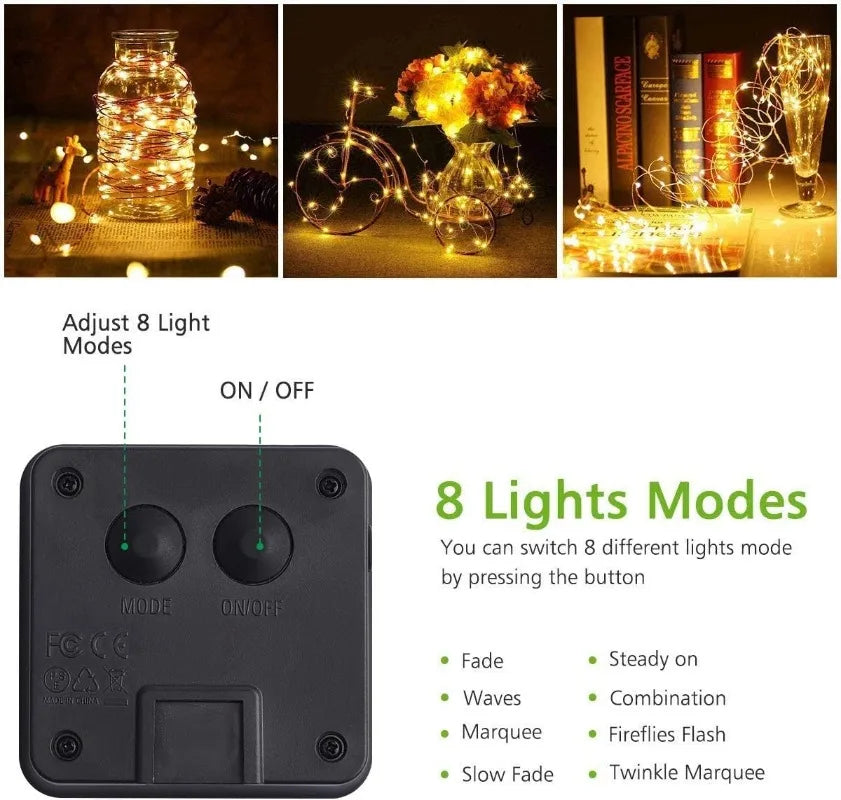 4-Pack Solar Fairy String Lights Outdoor – 8 Modes IP67 Solar String Lights HIP