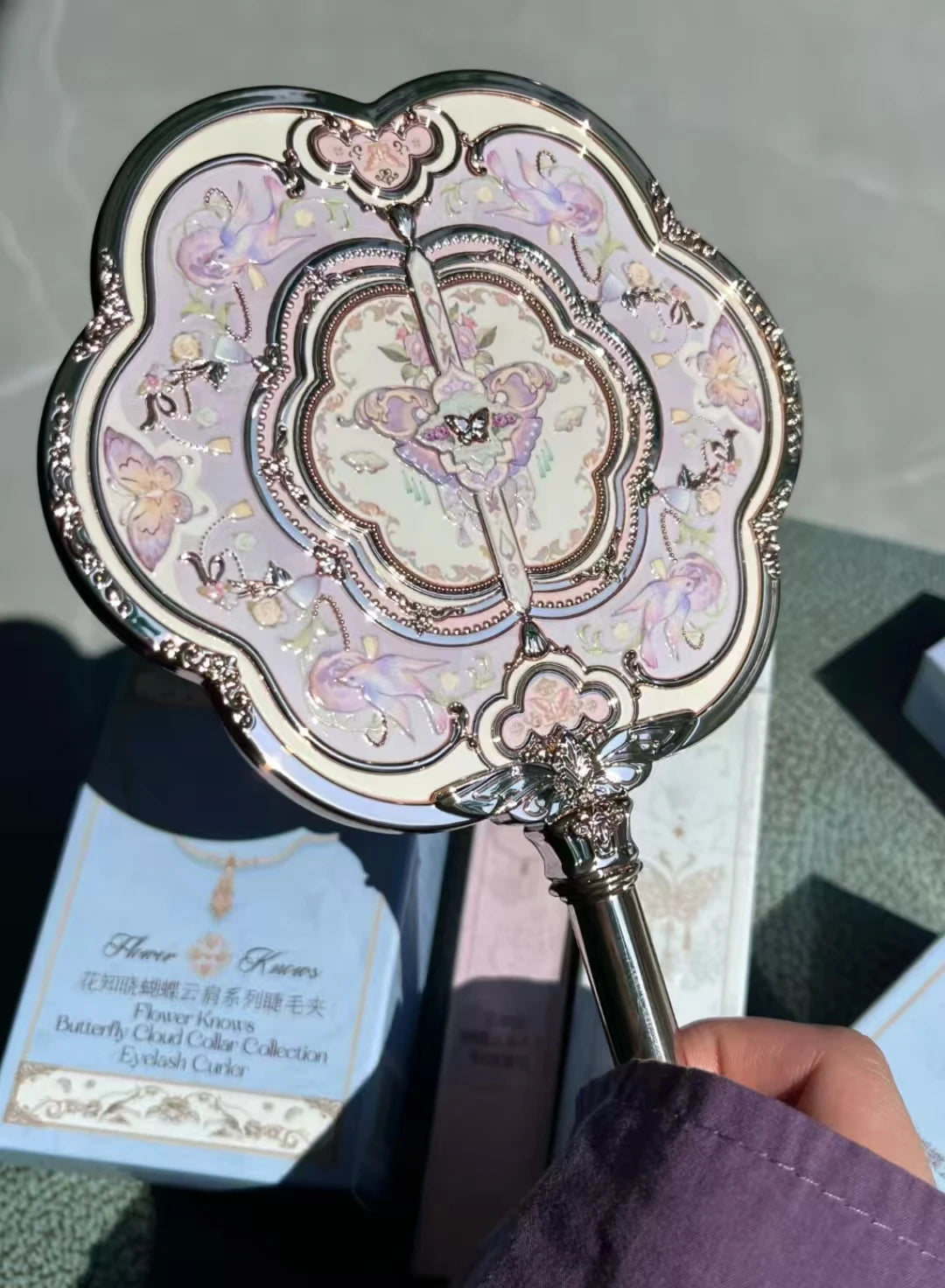 Flower Knows Handheld Makeup Mirror – Strawberry & Butterfly Handheld Makeup Mirror HIP