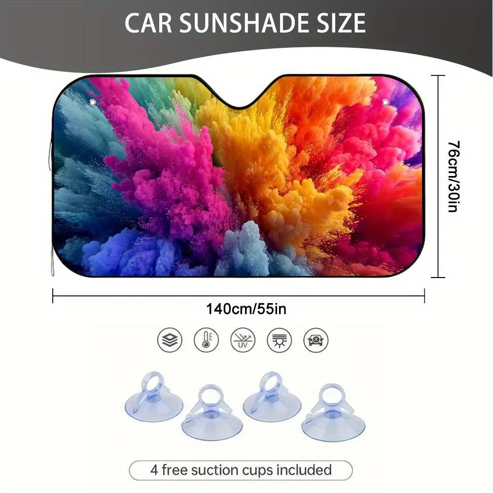 Rainbow Car Windshield Sunshade – Reflective Polyester Cover Car Windshield Sunshade HIP