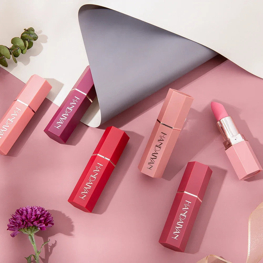 HANDAIYAN Matte Lipstick – 6-Color Moisturizing Long-Lasting Matte Lipstick HIP