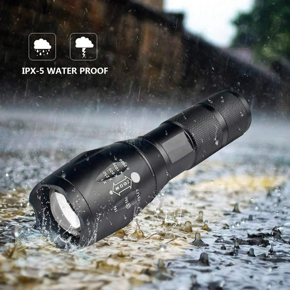 ESMARTER 1200LM USB Rechargeable LED Flashlight – Zoomable LED Flashlight HIP