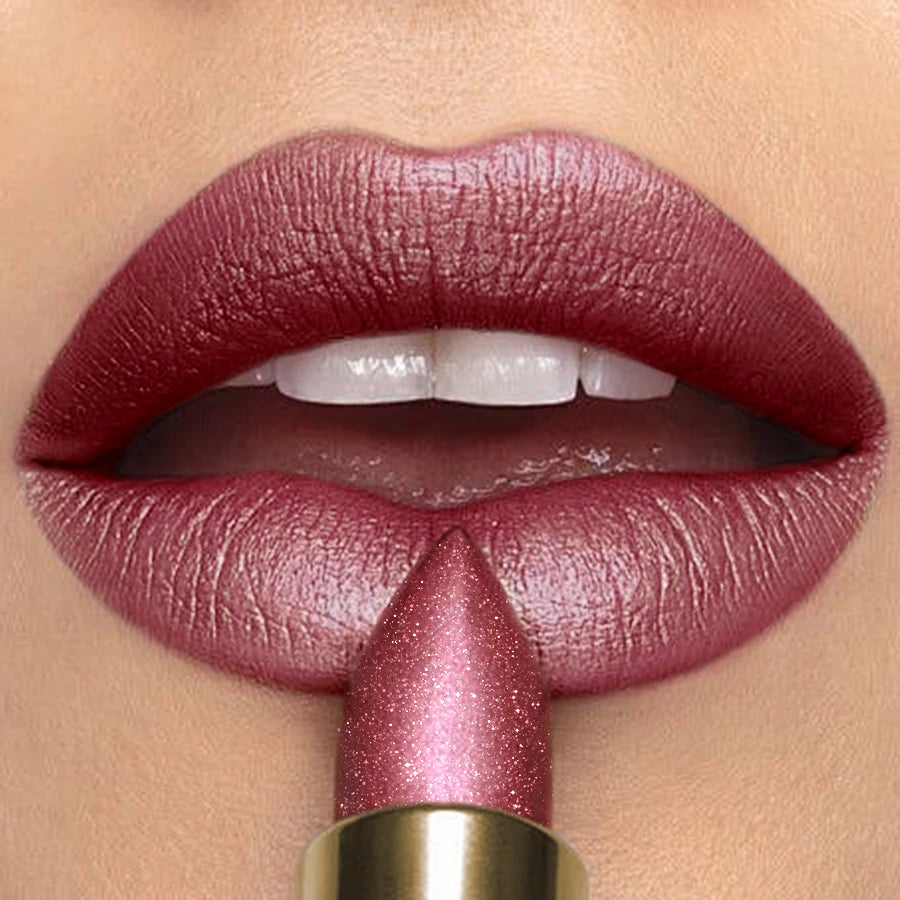 16 Colors 1PC Metallic Glitter Shiny Lipstick Lip Tint, Waterproof Senior Matte Lip Makeup Gifts for Women Cosmetic Lip Glaze HIP 111