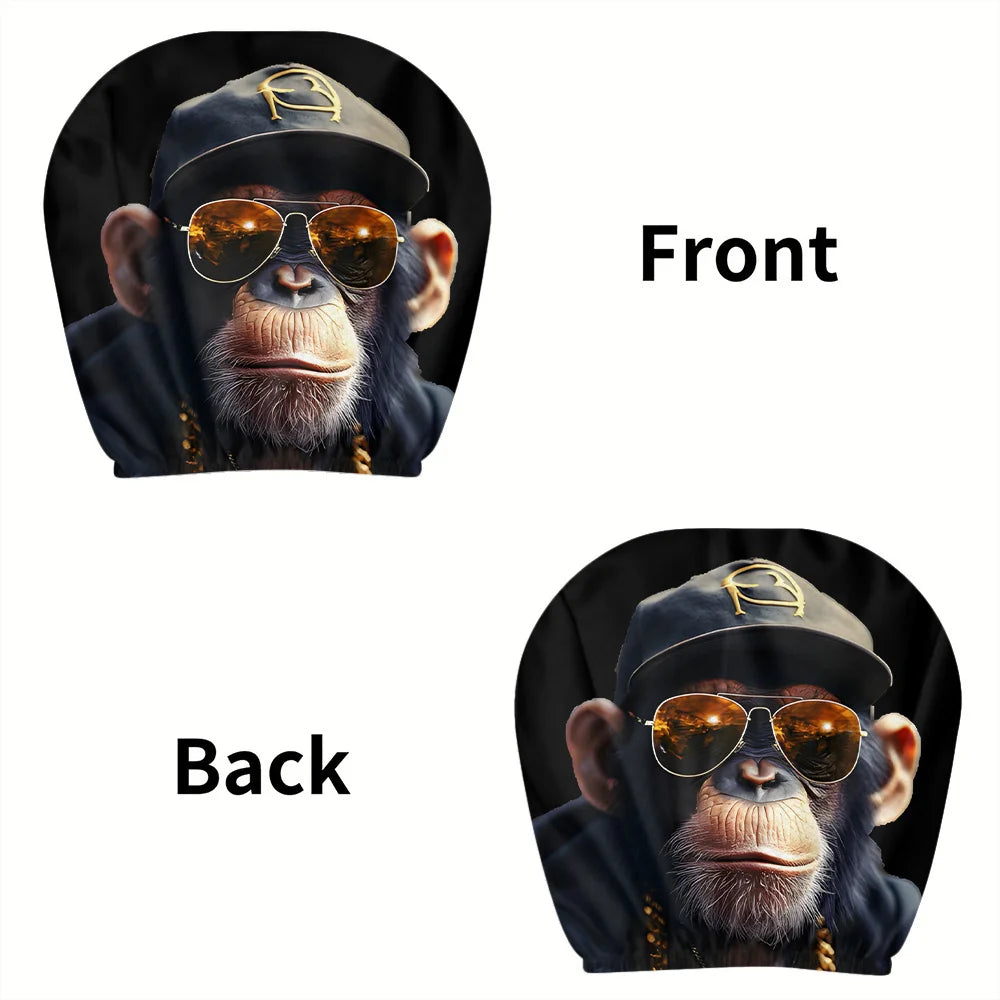 2-Pack Hip-Hop Monkey Print Car Headrest Covers – Universal Fit Car Headrest Covers HIP 1