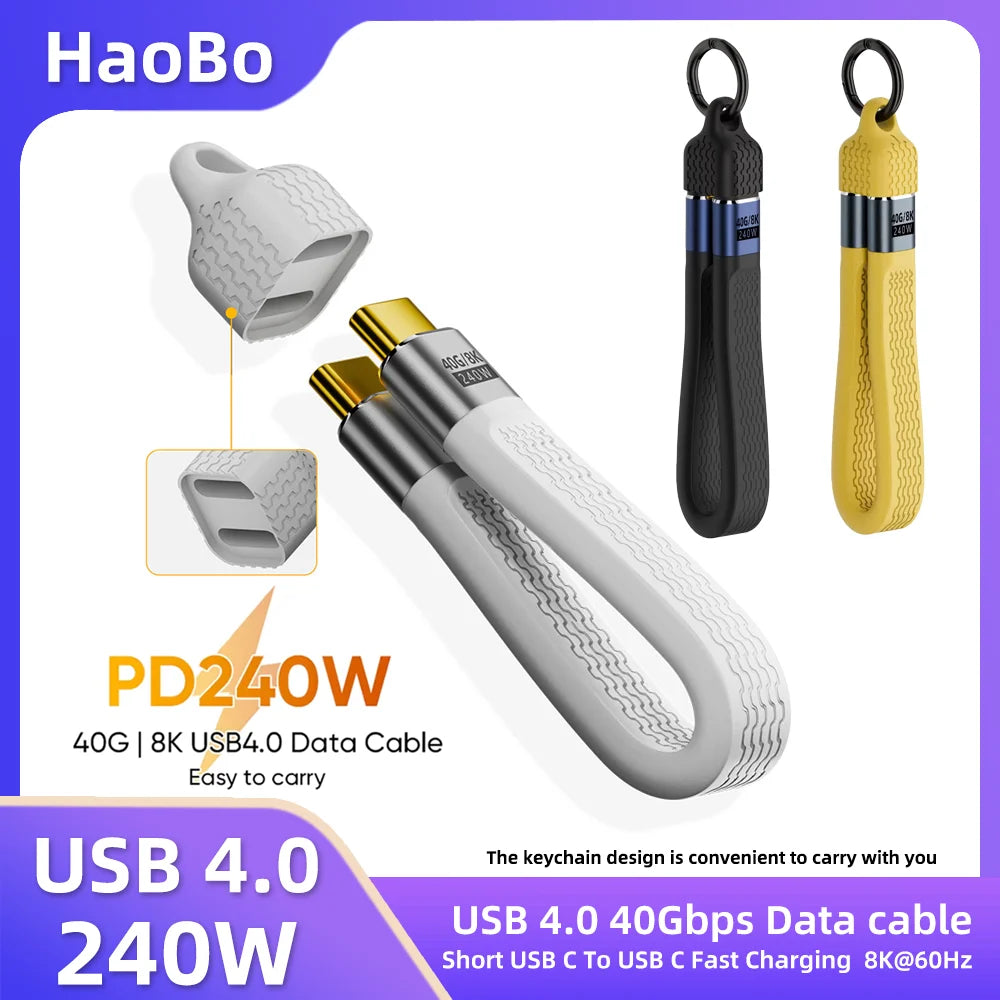 USB4 Keychain Cable 240W 40Gbps USB-C to USB-C | 8K USB-C Cable HIP