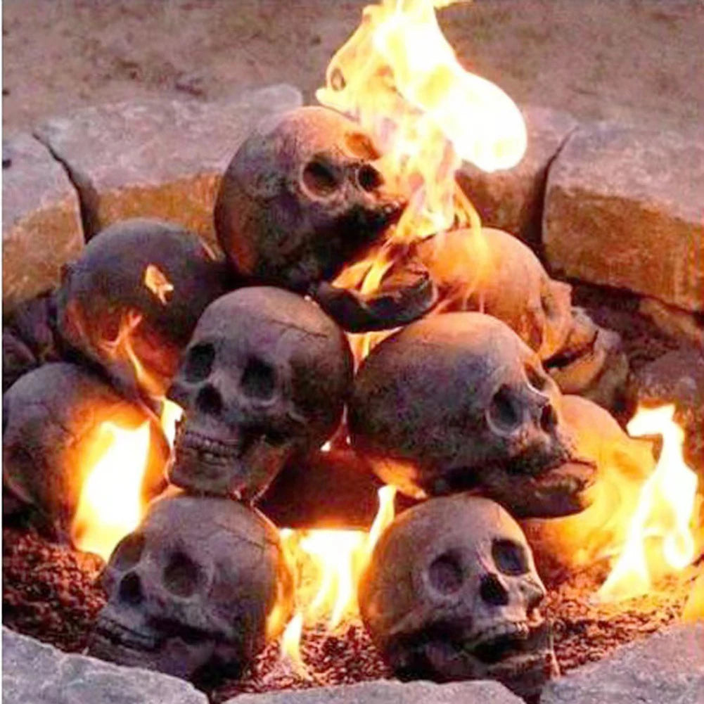 Hot Halloween Simulation Ceramic Skull Heads Skeleton Props Fireplace BBQ Ceramic Ornaments Halloween Ghost Festival Party Decor HIP