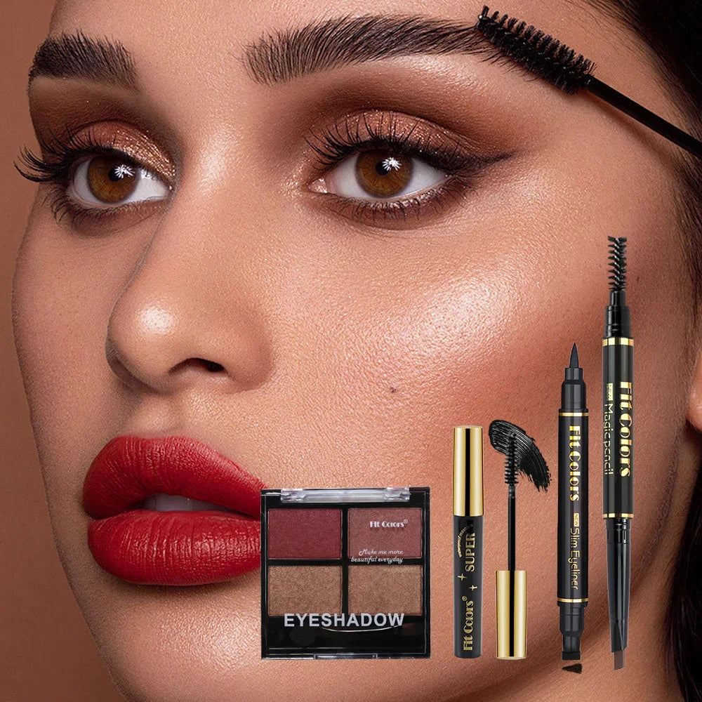 Fit Colors 4-in-1 Waterproof Eye Makeup Set – Shadow, Mascara & Liner Eye Makeup Set HIP