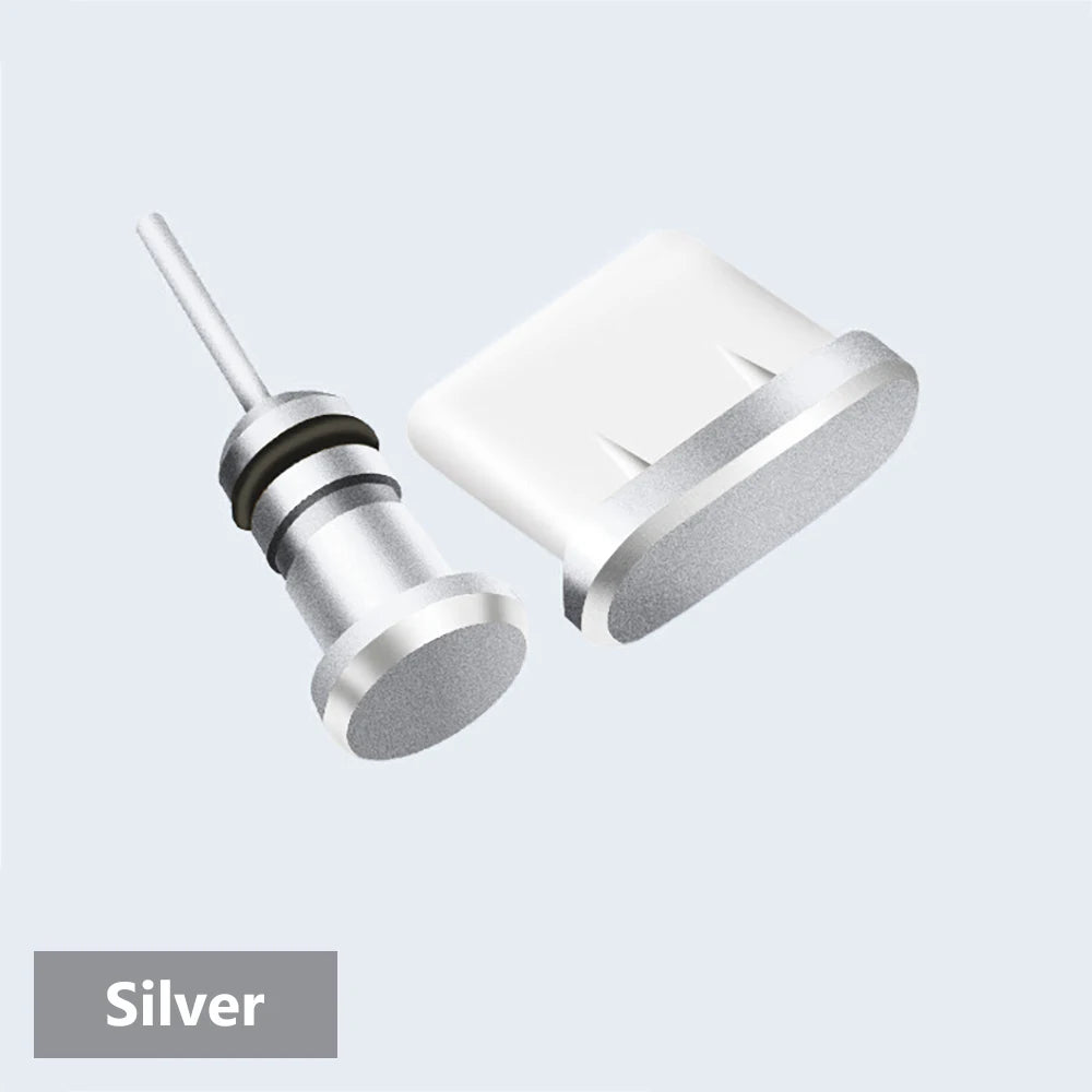 USB Type-C & 3.5mm Dust Plugs + SIM Pin – Phone Port Kit Phone Port Protector HIP Sliver