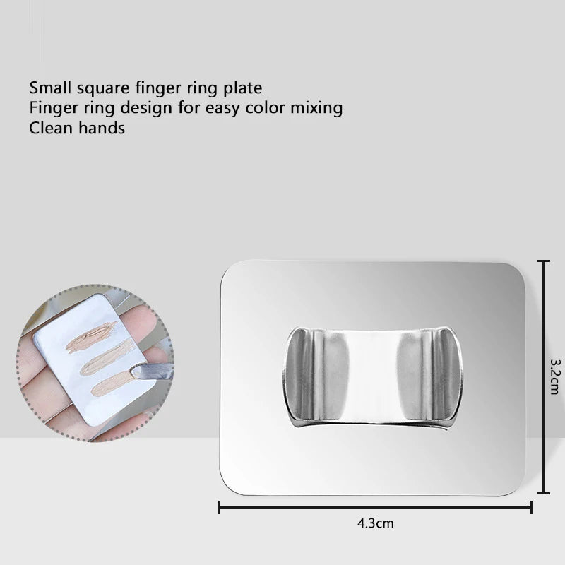 Foundation Mixed Palette Stainless Steel Beauty Blending Concealer Creamy Spatula Makeup Color Mixing Tools Finger Rings Plate HIP Small Mixed Palette