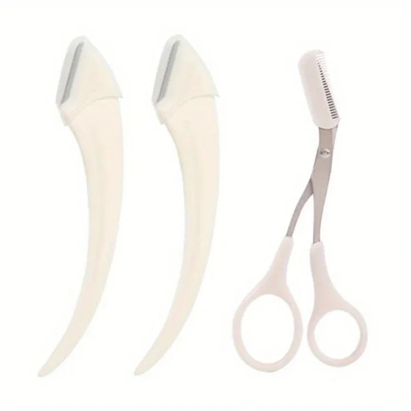RUZOFO Eyebrow Trimmer Kit – Razor, Scissors & Comb Eyebrow Trimmer Kit HIP C613-white 2A1B