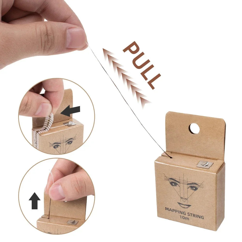 10Meter Brown Microblading Mapping Pre-Ink String for Makeup Eyebrow Dyeing Linen Thread Semi Permanent Positioning Measure Tool HIP