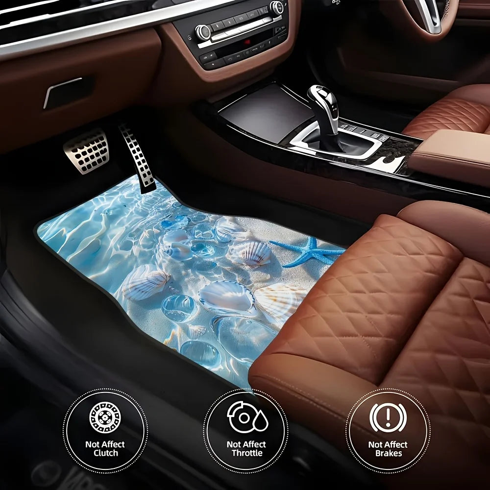 4-Piece Seaside Rubber Car Floor Mats – Non-Slip, Easy Clean Rubber Car Mats HIP