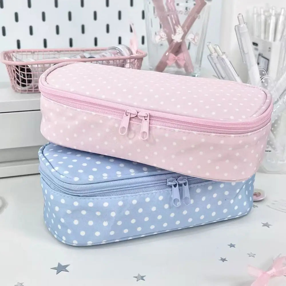 Pink Polka Dot Pencil Case – Large Capacity Pen & Pouch Bag Pencil Case Pouch HIP