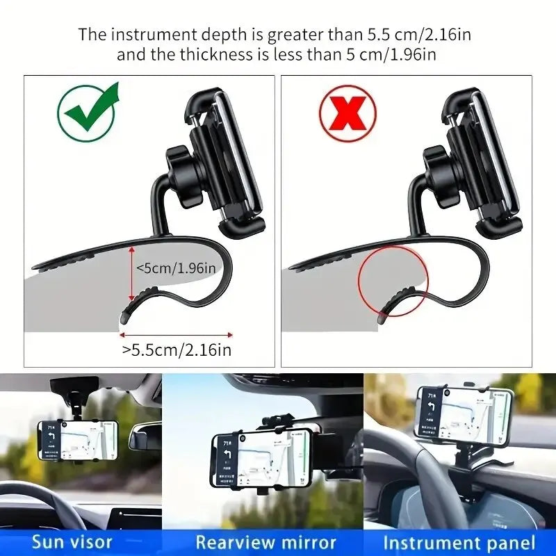 Universal Dashboard Car Phone Holder Clip Mount – Black Car Phone Mount HIP