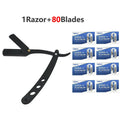 Men's Straight Edge Folding Razor – Stainless Steel + Blades Straight Edge Razor HIP C635-1Razor 80blades