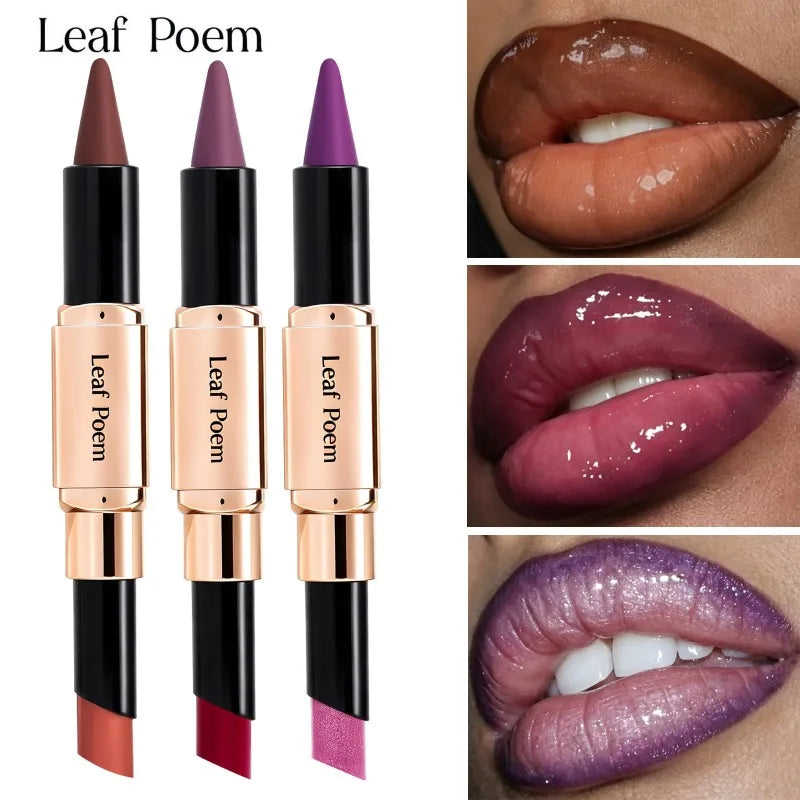 2‑in‑1 Slanted Tip Lip Liner Lipstick Matte Velvet Lip Contour Moisturizing Long Lasting Non‑dry Lip Makeup Daily Party Cosmetic HIP
