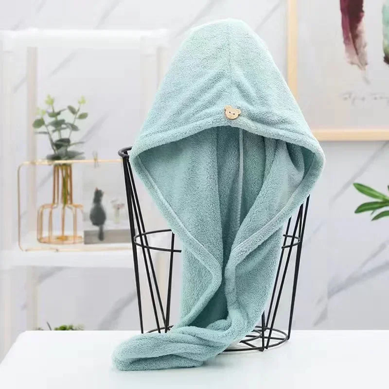 Microfiber Hair Towel Turban – Quick-Dry Shower Cap for Women Microfiber Hair Turban HIP C789-Green 1pcs