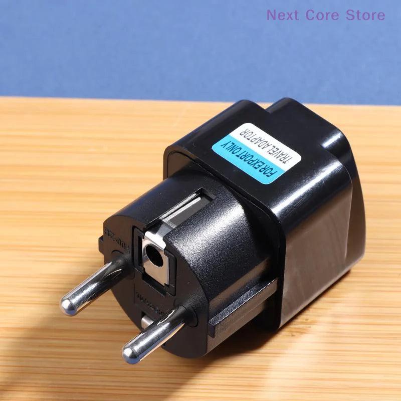 2-in-1 Universal Travel Plug Adapter Type E/F – EU Black Travel Plug Adapter HIP
