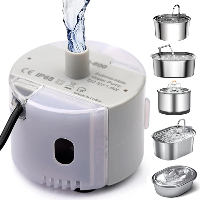 Pet Fountain Motor Submersible Pump Cat Water Drinker SMA-800 USB Water Pump Cats Fountain Accessories Mute DC ，cleaning kit HIP