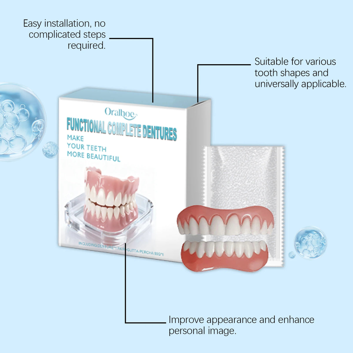 Temporary Denture Repair Kit – Moldable Resin Upper & Lower Denture Repair Kit HIP