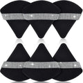 Diamond Triangle Velvet Setting Puff Ribbon Detail Powder Sponge Smooth Finishing Soft Puff for Loose Pressed Powder Application HIP black