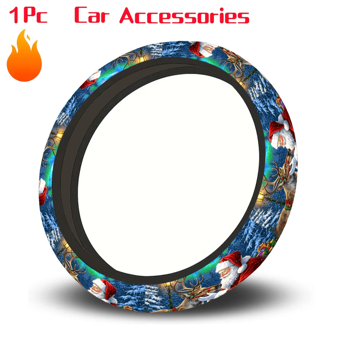 Christmas Neoprene Steering Wheel Cover – Santa & Reindeer Steering Wheel Cover HIP