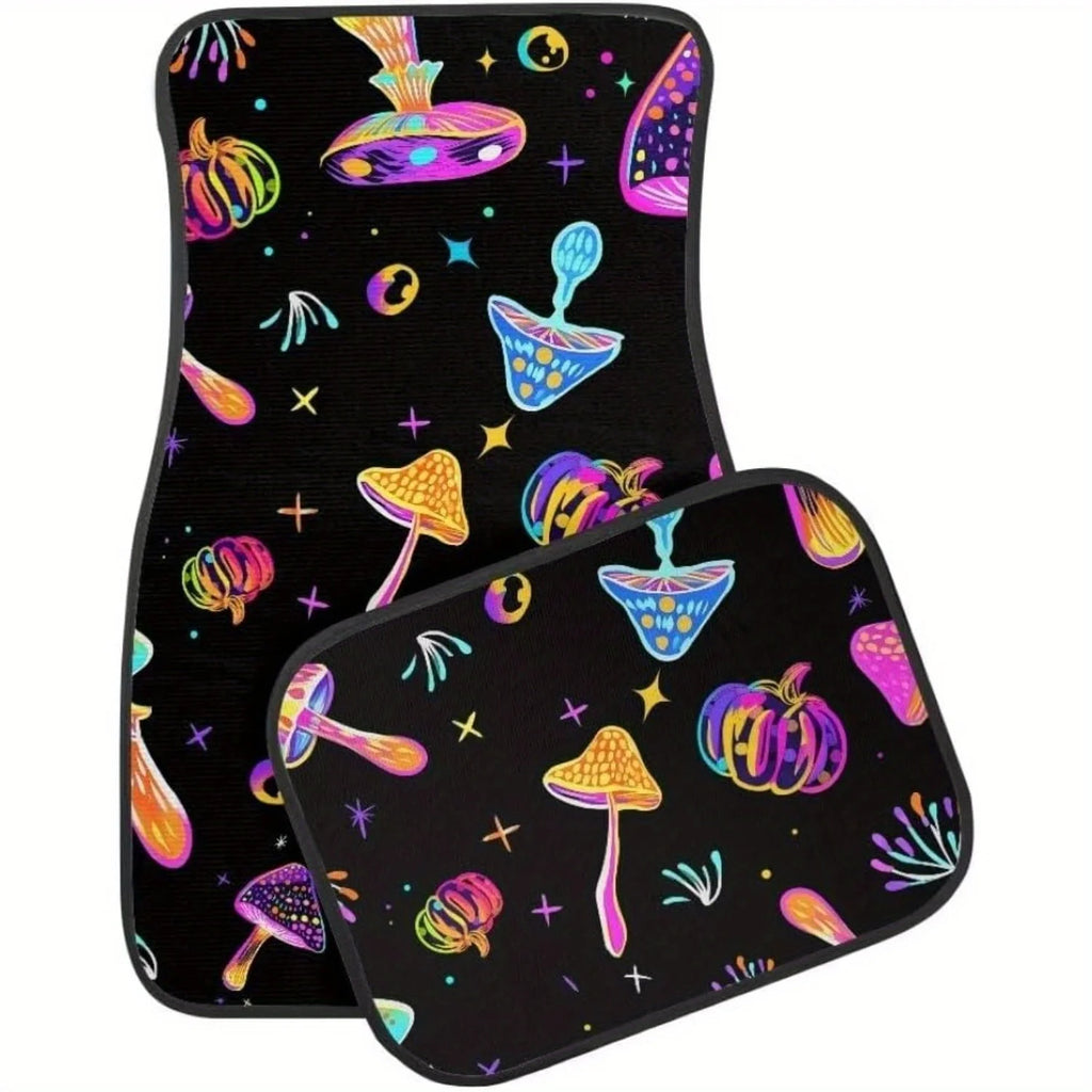 4-Piece All-Weather Car Floor Mats – Mushroom & Pumpkin Print Car Floor Mats HIP