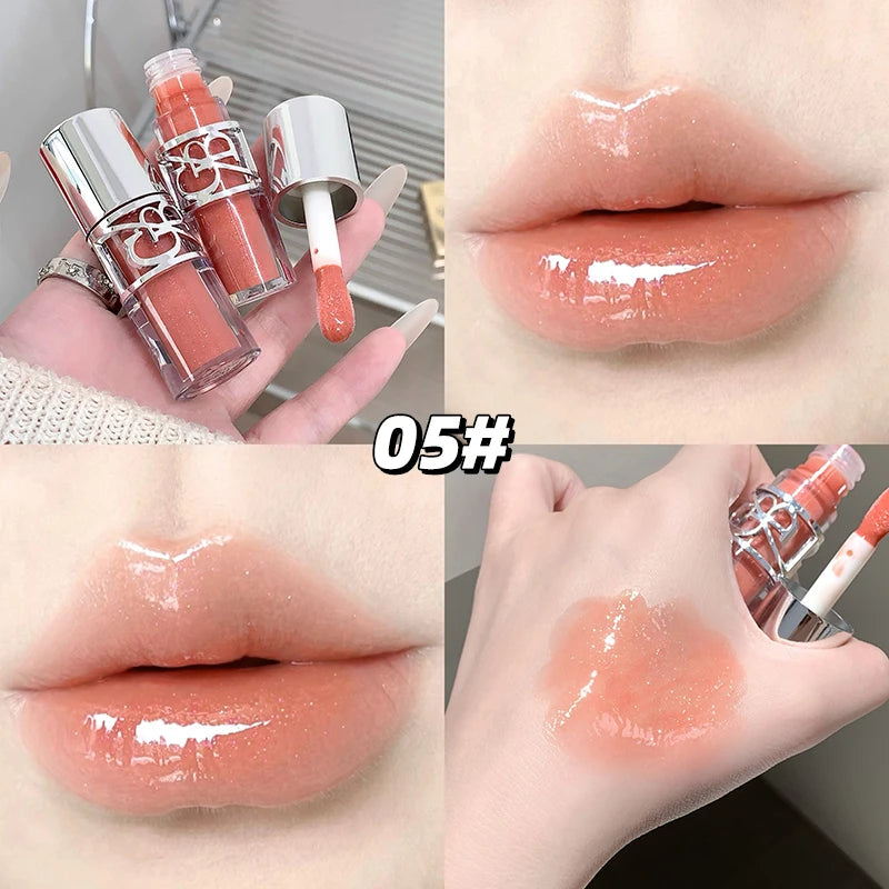 Clear Glass Gray Coffee Shine Lip Gloss Mirror Watery Moisturize Plumper Long Lasting Lip Tint Juicy Lip Oil Gloss Stain Makeup HIP 05