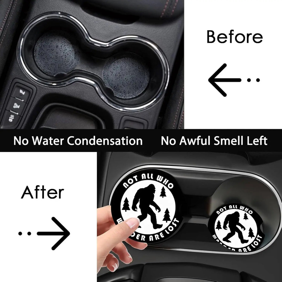 2-Pack Floral Car Cup Holder Coasters – Non-Slip Rubber Mat Car Cup Holder Coasters HIP