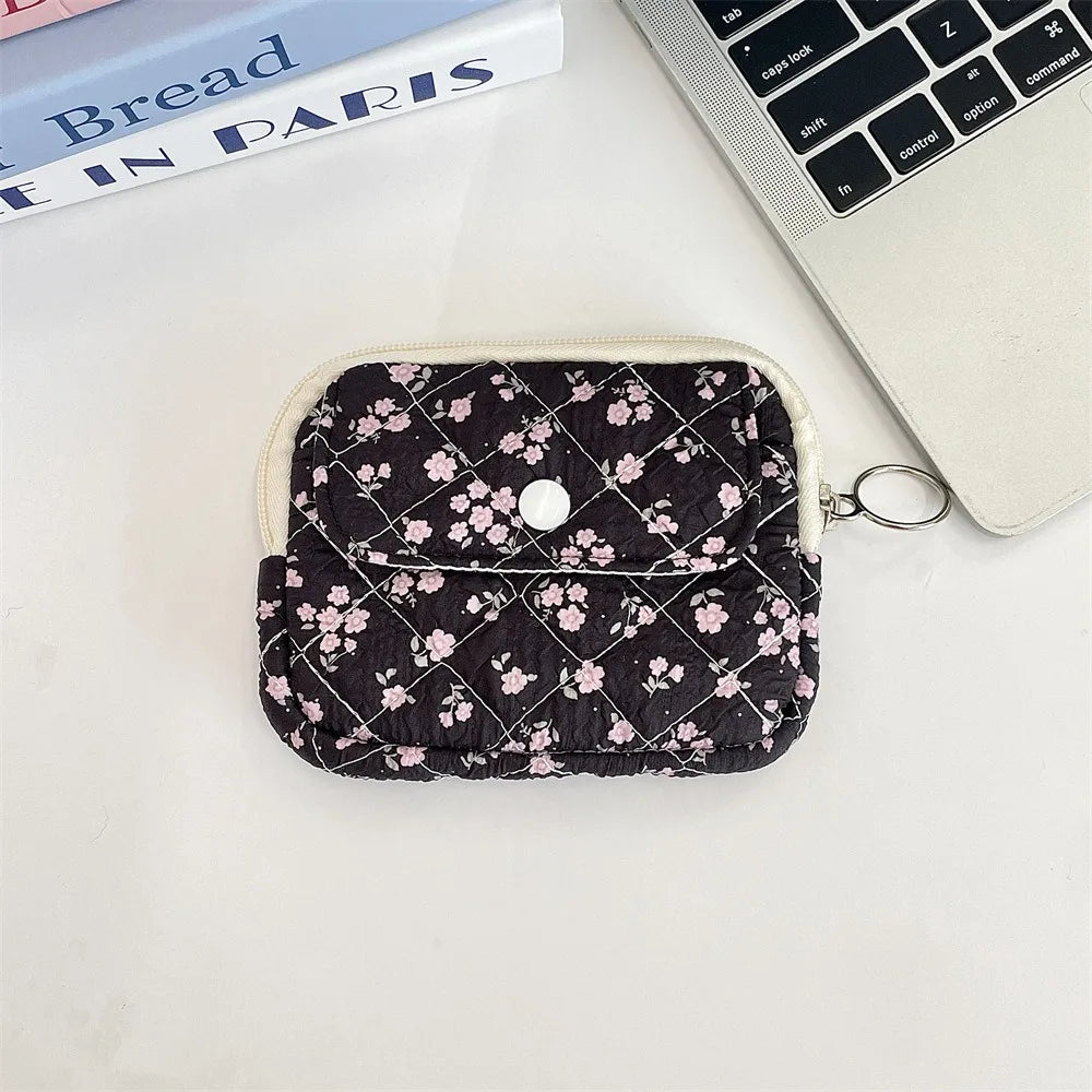 Cartoon Floral Quilted Coin Purse – ID, Key & Card Holder Quilted Coin Purse HIP style 14