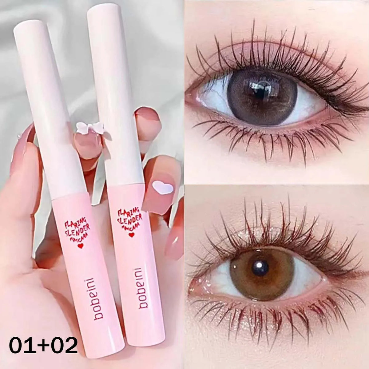 2/1pcs Black Brown Mascara Extra Volume Ultra-fine Small Brush 3D Lengthens Waterproof Natural Women Makeup Korean Cosmetics HIP A Black and Brown