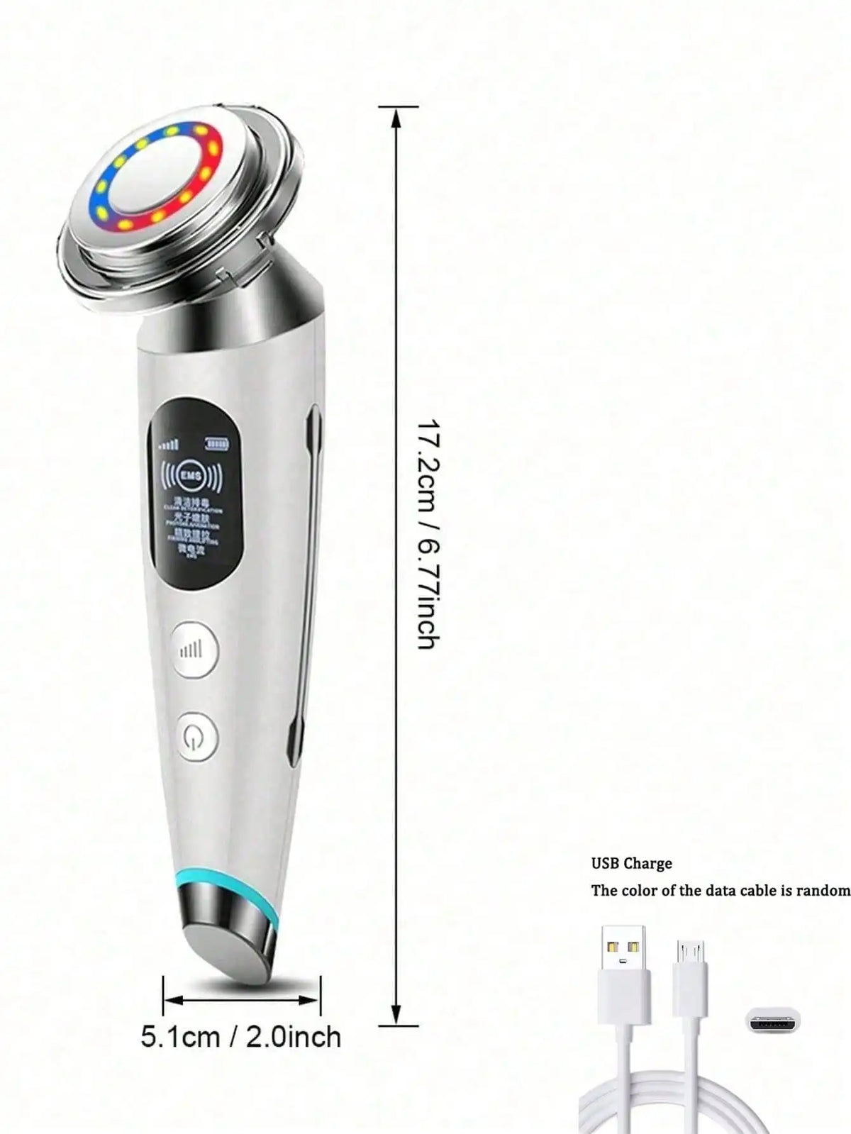 RF Face Lifting Massager – LED Photon & Radio Frequency Device RF Beauty Massager HIP WHITE